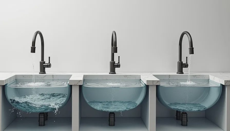 Cross-section comparison of kitchen sink depths