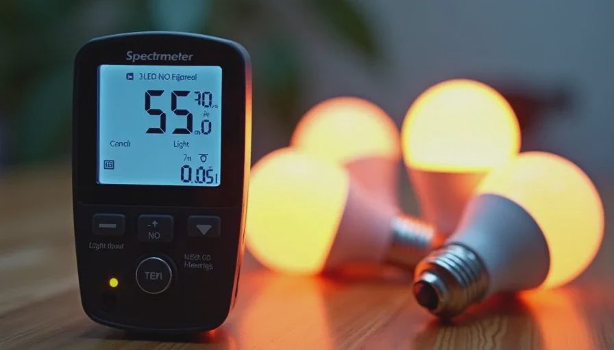 Spectrometer readings for 2700K 3000K and 4000K bulbs Spectrometer measuring color temperature of LED bulbs