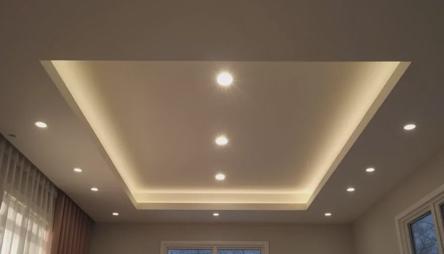 Ceiling with mixed recessed lighting fixtures
