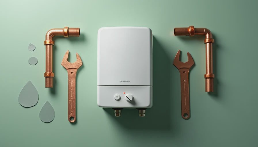 Illustration for tankless gas water heater
