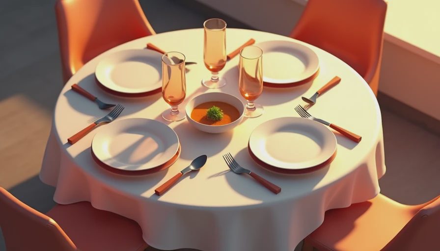 Visual context for round dining table for 4
