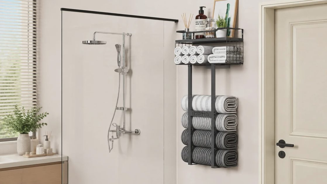I bought the Aetyord 31" Wall-Mounted Towel Rack with Wood Plank.