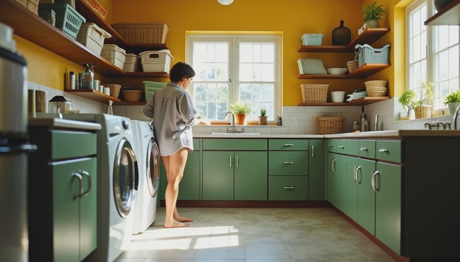 Visual context for small laundry room storage ideas